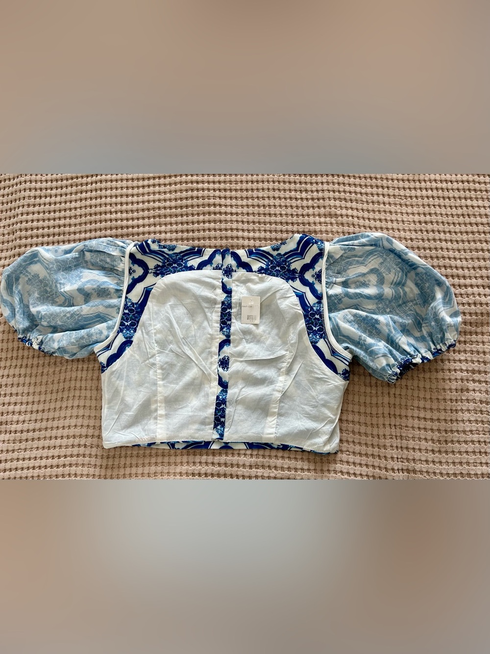 Boutique Blue White Majolica Tile 2-Piece Crop Top & Maxi Skirt Set Medium NWT - Picture 5 of 8